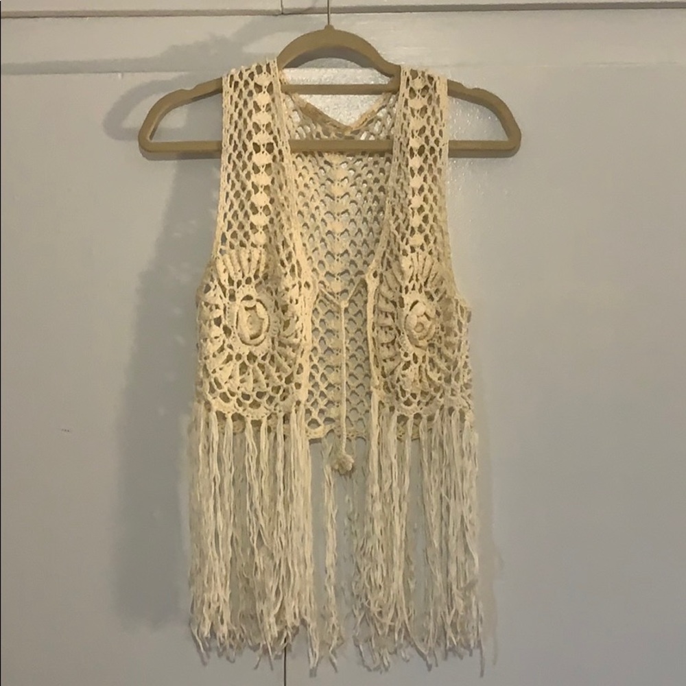 Cream colored boho vest